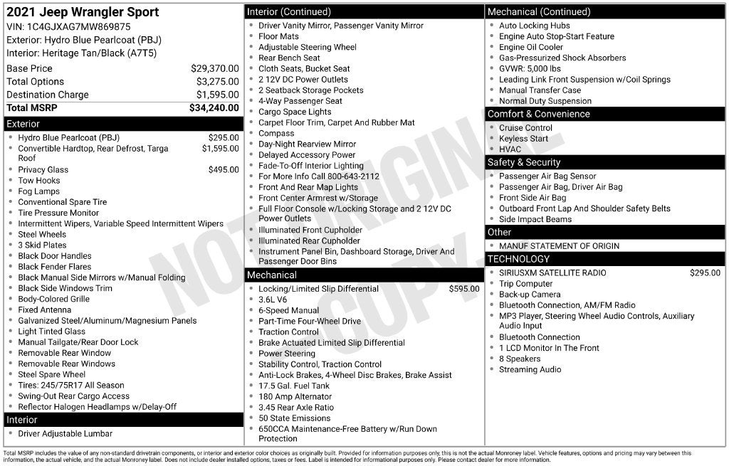2021 Jeep Wrangler Sport