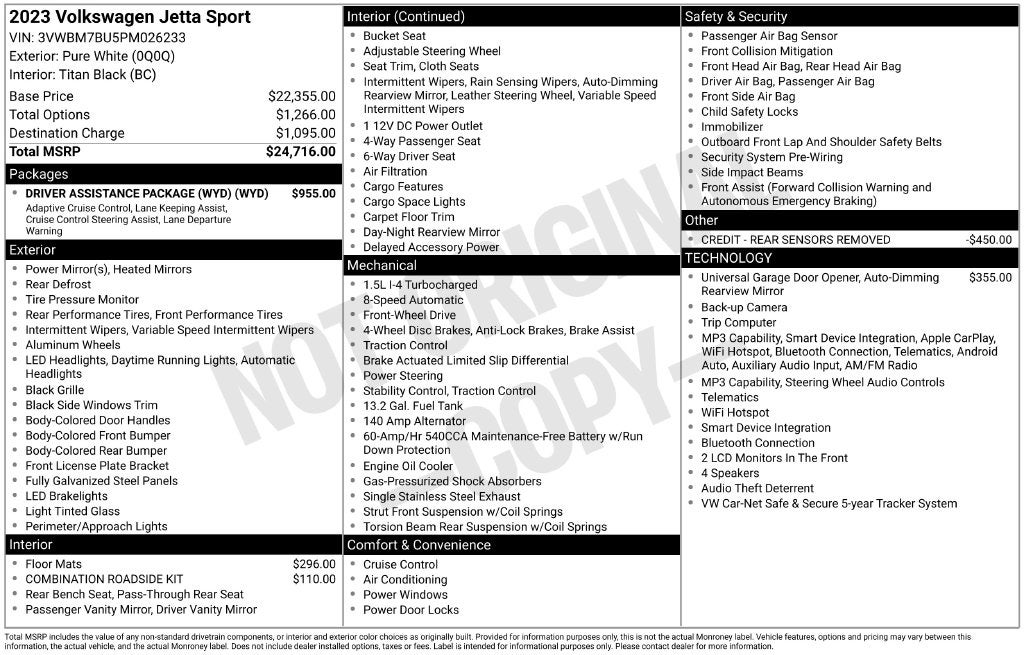 2023 Volkswagen Jetta 1.5T Sport