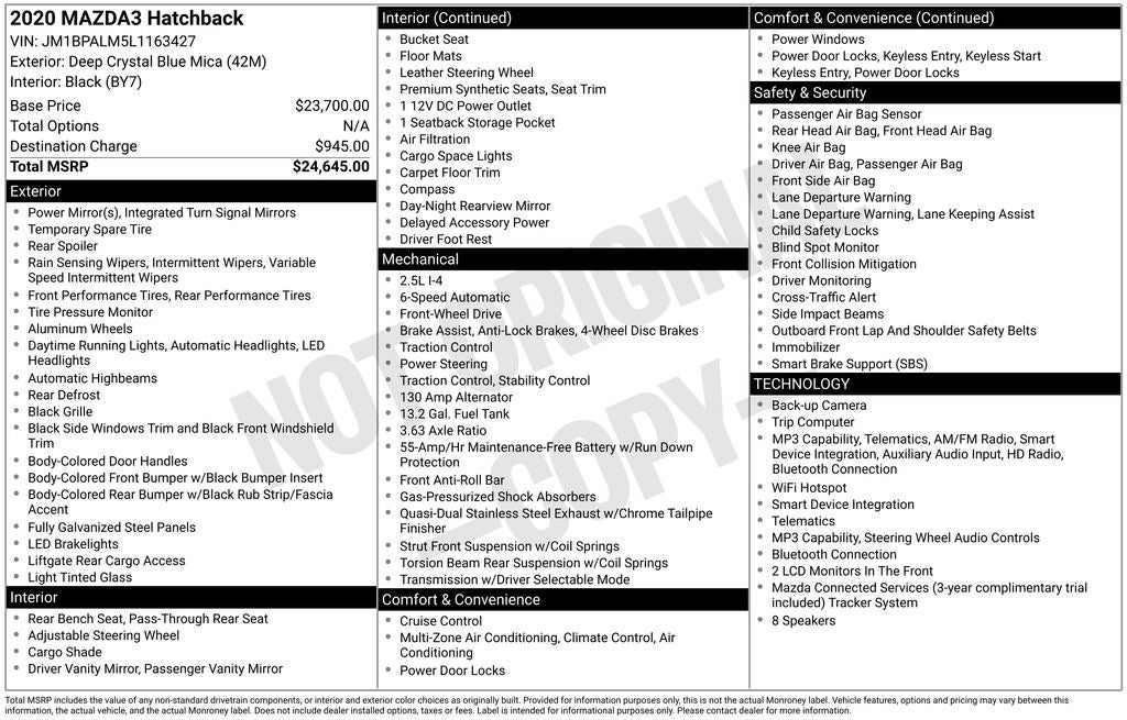 2020 Mazda Mazda3 Base