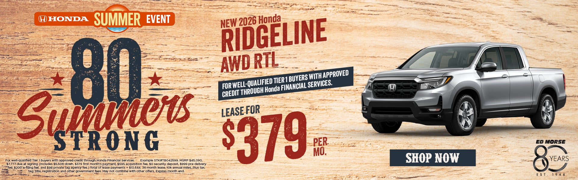 New 2026 Honda Ridgeline AWD RTL