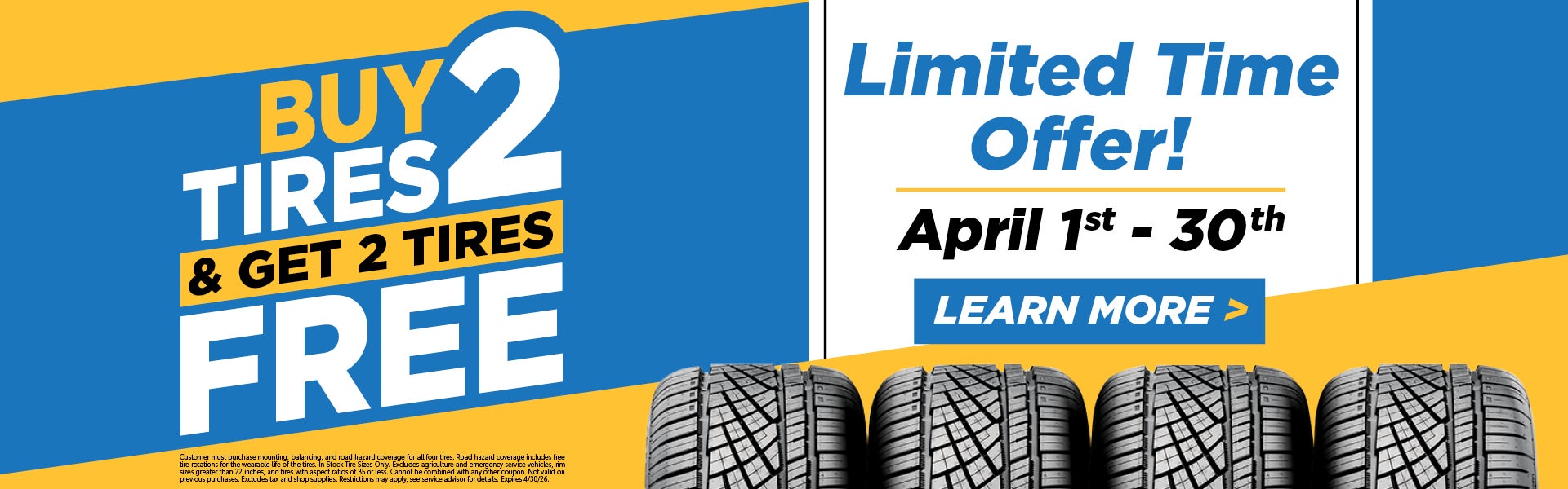 Buy 2 Tires & Get 2 Tires Free